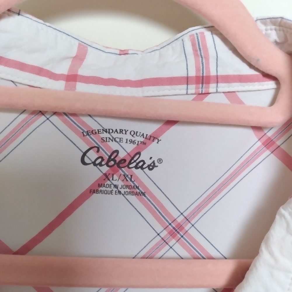 Cabela's Short Sleeve Red and White Plaid Button Down Shirt Size XL - Picture 8 of 9